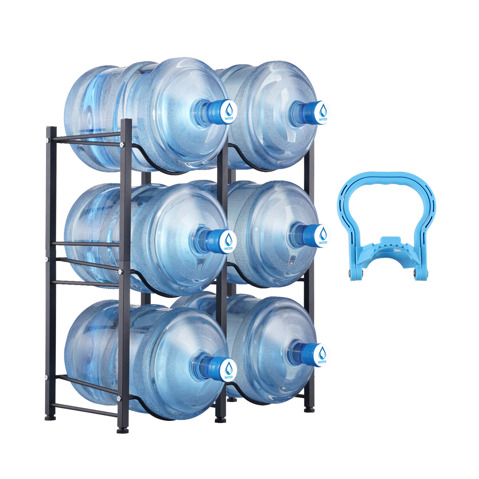 Rack à bonbonnes VEVOR en acier robuste noir, rangement haut de gamme 6 pièces