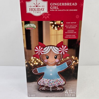 Holiday Time Gingerbread Girl Airblown Inflatable 4 Ft Tall Lights