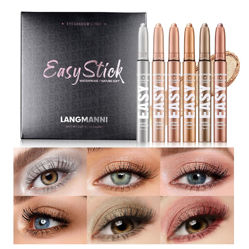 Eyeshadow Stick, 6 PCS Waterproof Multi-Color Eyeshadow Pen Set, Creamy Long-Las - Picture 2 of 11
