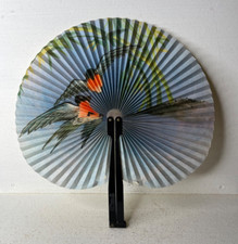 Vintage Chinese Paper Fan - Folding - 2 Birds Floral EXCELLENT