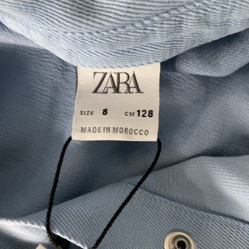 Zara Boys Sz 8 Light Blue Chambray Button Up Dress Shirt Cotton - Picture 4 of 11