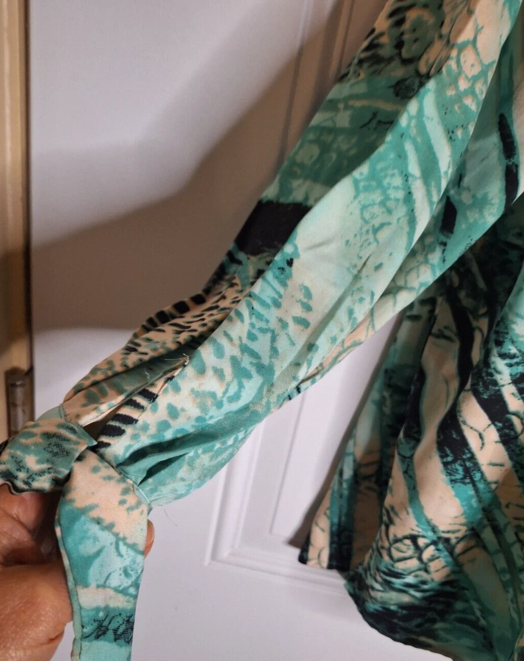 CORAL BAY V-Neck 3/4 Tie Sleeve Multicolor Tunic Top Blouse Size PXL - Image 3 of 4