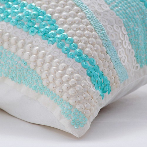 Decorative Sofa Cushion Case Blue 16"x16", Room Decor Silk - Frozen In Time - Picture 2 of 3