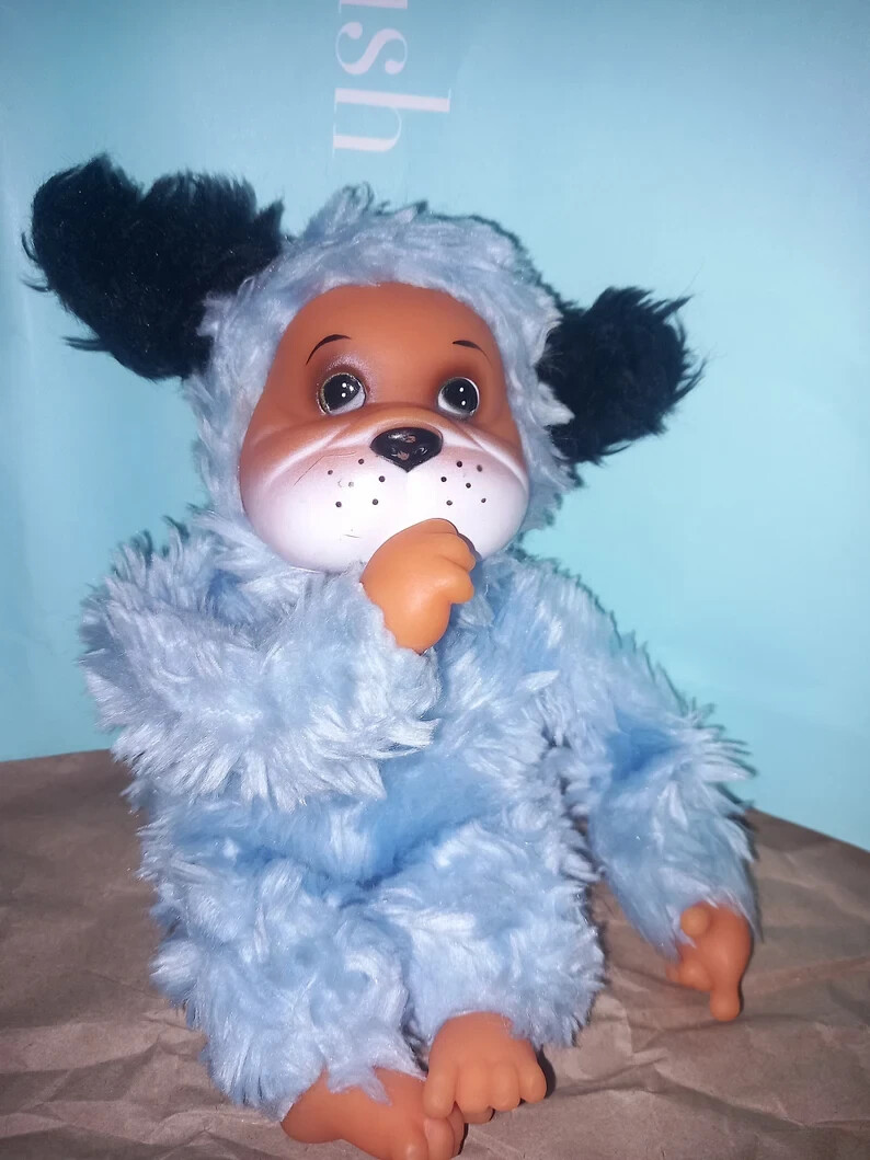 Vintage Rubber Doll plush stuffed toy dog puppy rubber face