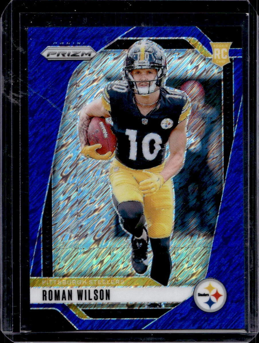 Roman Wilson 2024 Panini Prizm #384 Rookie Blue Shimmer /25