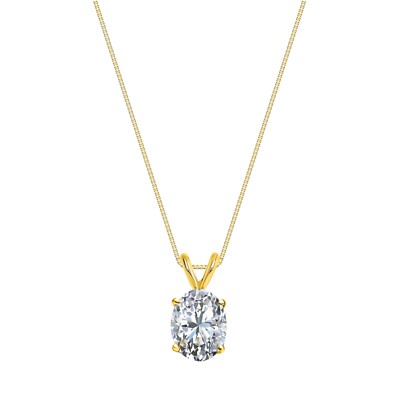 IGI E/VVS 1 Kt Ovalschliff Lab Created Grown Diamond Collier Solid 14K Yellow Gold