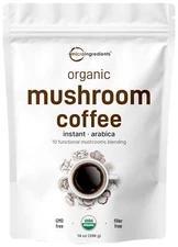 Organic Instant 10 in 1 Mushroom Coffee Powder, 14 Ounce (158 Servings) | Wei...