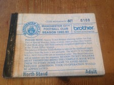 Manchester City 1992/93 Season Ticket. North Stand.