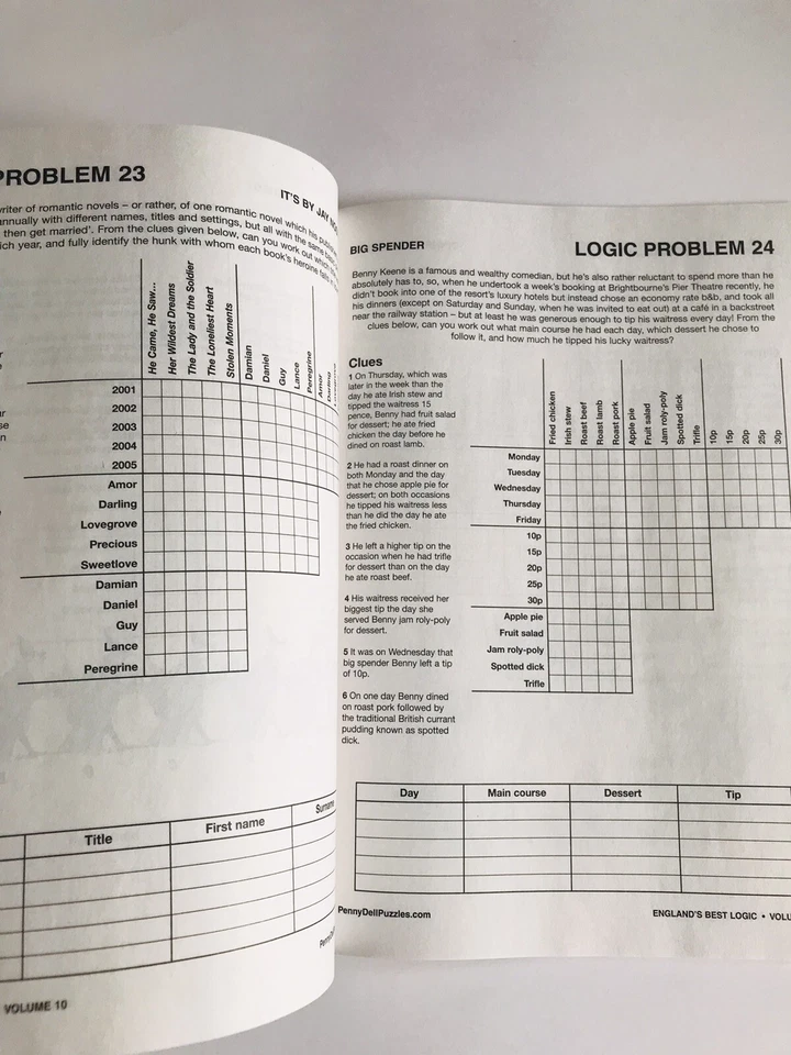 Lot of 2 ENGLAND'S BEST LOGIC PROBLEMS Dell Penny Press British Vol 9 10 Puzzles - Image 2 of 4