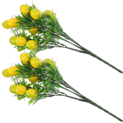 Realistic Fake Lemon Stem Bouquet for Weddings Parties Decor 2pcs
