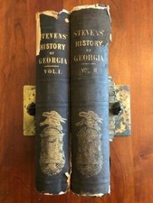 RARE 1859 History of GEORGIA by William Bacon Stevens, 2-Volume Set, GA, Illust.
