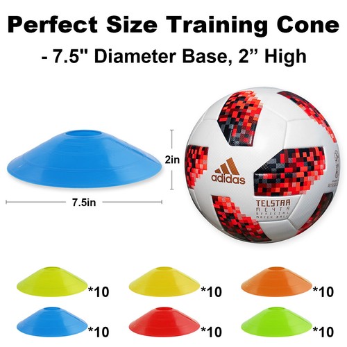 60Pcs Disc Soccer Cones Football Field Marker Cross Training Cones w/ Carry Bag - Picture 15 of 21
