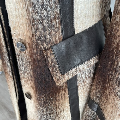 NWOTS LAFAYETTE 148 Alpaca Wool Plaid Coat Leather Trim Size 6 - Picture 5 of 14