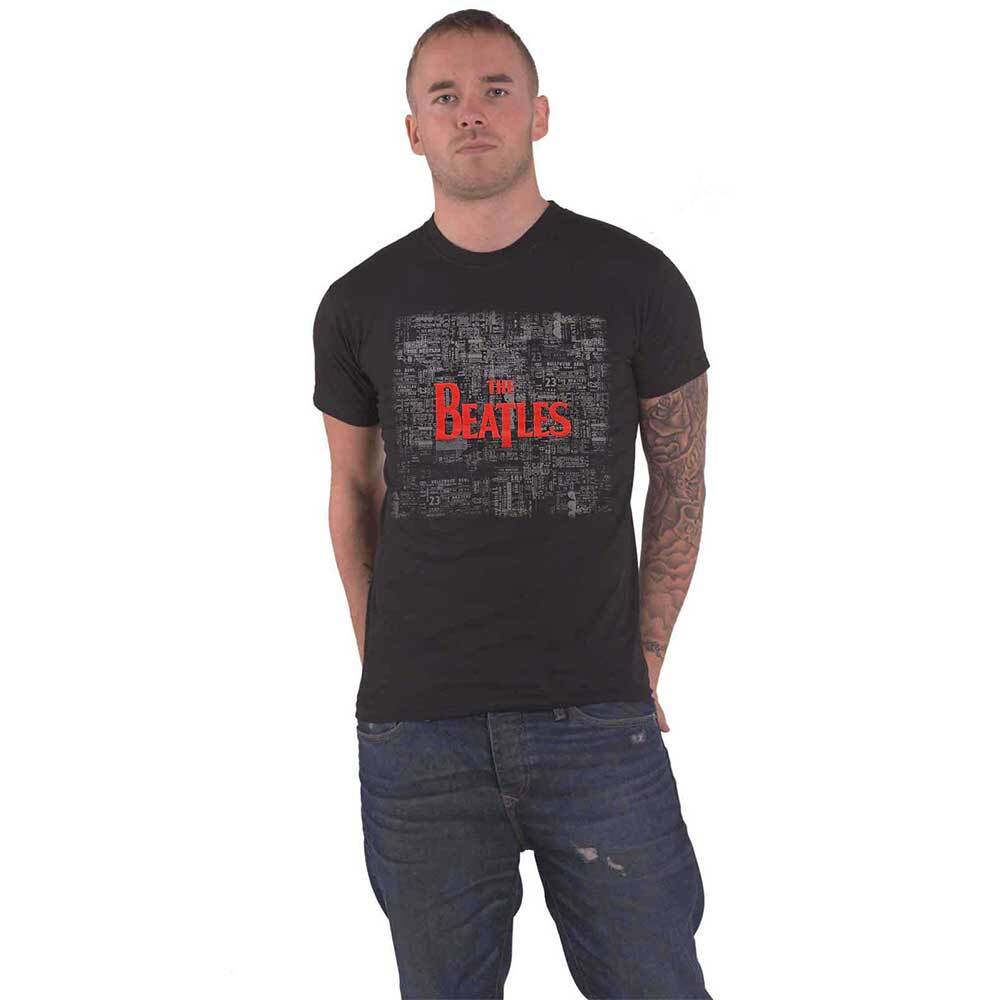 Official Unisex Black Beatles T-Shirt with Band Logo and Puff Print Design