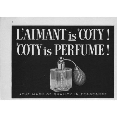L'Aimant Coty Perfume Frangrance Parfum 1960s Vintage Print Ad