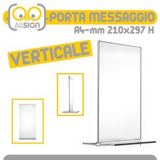 PORTA MESSAGGIO VERTICALE BIFACCIALE A4 210x297 locandina acrilico bar portamenù