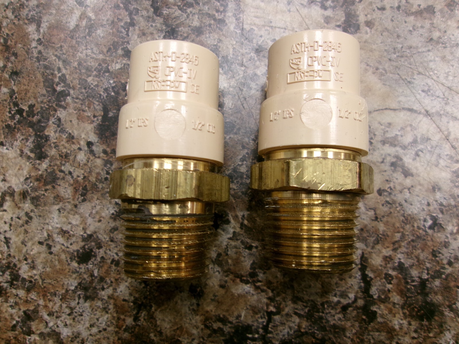 2 PCS. NOS 1/2" LEAD FREE BRASS MALE NPT X 1/2" CPVC ADAPTER FITTING A242
