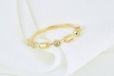14K Stackable Diamond Wedding Ring / Petite Stacking Ring / Dainty Diamond Ring