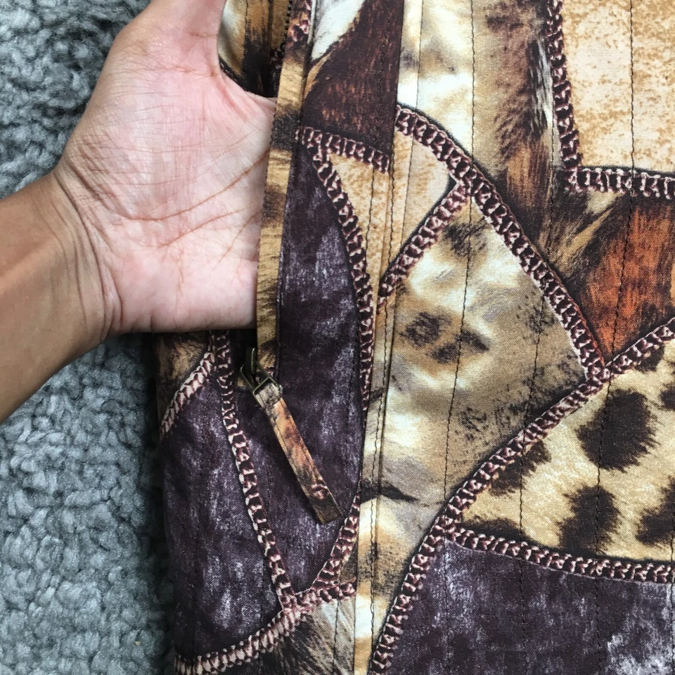 Diane Gilman Women Quilted Silk Jacket Sz L Art to Wear Button-Up 3/4 Sleeve NWT - Image 3 of 4