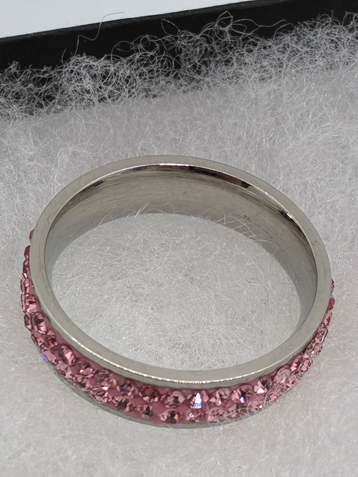 Pink Rhinestone And Silver Ring Stackable Size 10… - image 4