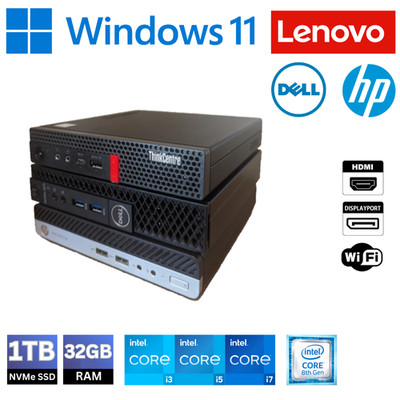 GÜNSTIGER SCHNELLER Windows 11 Pro TINY MINI Desktop PC CORE i7 32GB RAM 1TB NVME WIFI