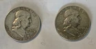 Two (2) Franklin Silver Half Dollars  90% Silver '59D, '63D Circulated Ungraded