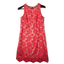 Eliza J Womens 4 Sheath Dress Lace Overlay Sleeveless Pink Nude Wedding Occasion