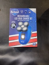 Barbasol LCD Display Rechargeable Head Shaver Set with a Cleaning Buffing Brush