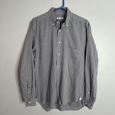 Loro Piana Button Down Dress Shirt MensLarge Blue Orange EUC