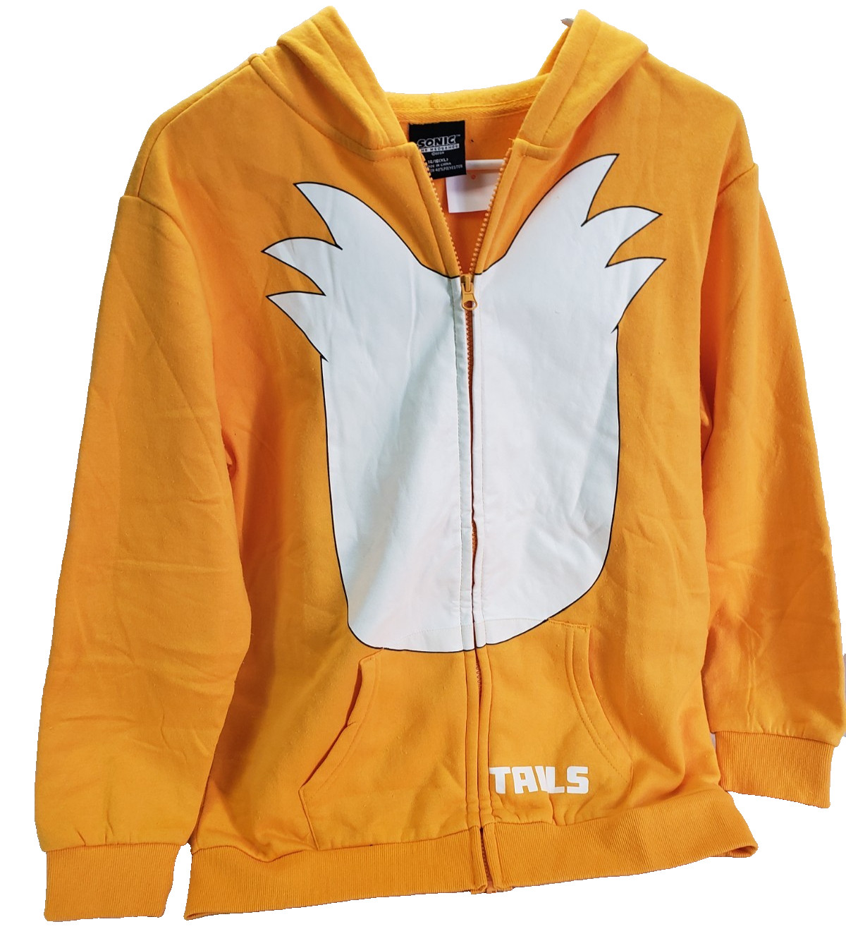 SEGA Sonic The Hedgehog Tails Disfraz Cremallera Polar Sudadera con Capucha, Dorado, 14/16 | XL