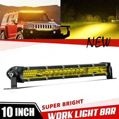 10inch LED Light Bar Amber Spot Flood Combo Work Fog Driving Offroad SUV ATV