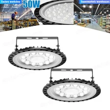 2 Pack 50W UFO LED High Bay Lights Daylight  Garage Shop Area Light Lighting