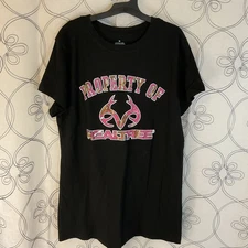 New women’s black/pink camo short sleeve T-shirt size large