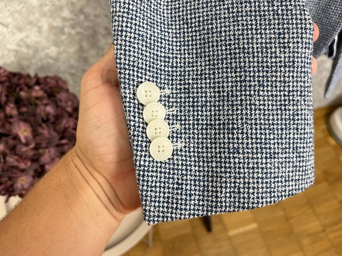 Boggi Milano Cotton Linen Blue White Unstructured Easy Formal Italian Blazer 38 - Picture 6 of 10