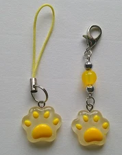 YELLOW "Glow in the Dark" Charm Clip Zipper Pull & Charm Strap NEW Handmade