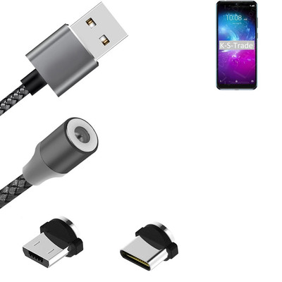 Daten-Lade-Kabel für ZTE Blade A5 2020 mit USB-Typ C und Micro-USB-Adapter