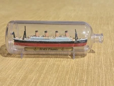 4 inch MINIATURE HMS TITANIC OCEAN LINER SHIP IN A BOTTLE REPLICA MICRO MACHINES