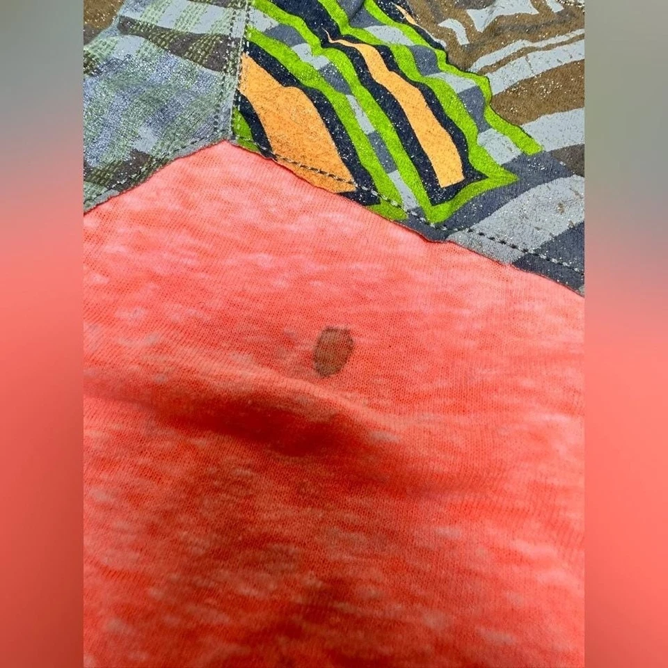 Camiseta Custo Barcelona Y2K Vintage Naranja Estrella Patchwork Talla L KC NUEVA CON ETIQUETAS Foto 4 de 4