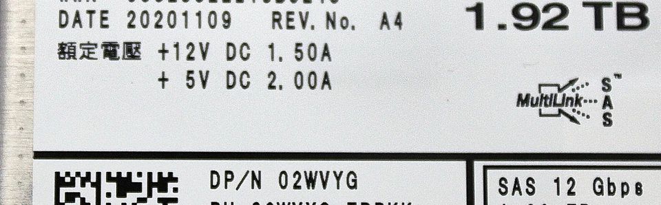 Dell 2WVYG 1.92TB SSD SAS 2.5 12g mu kpmsxvug2 - Image 2 of 4