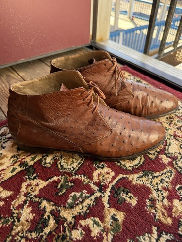 R Martegani boutique Romano made in Italy Ostrich shoes Size 12D - Picture 3 of 6