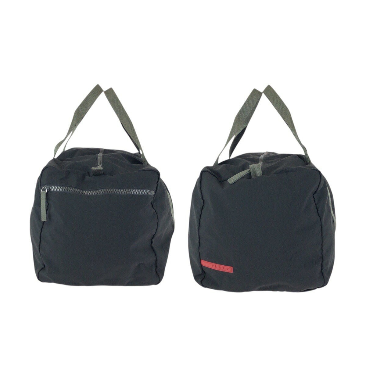 Prada Sports Boston Duffle Bag Black Gray Silver Hardware