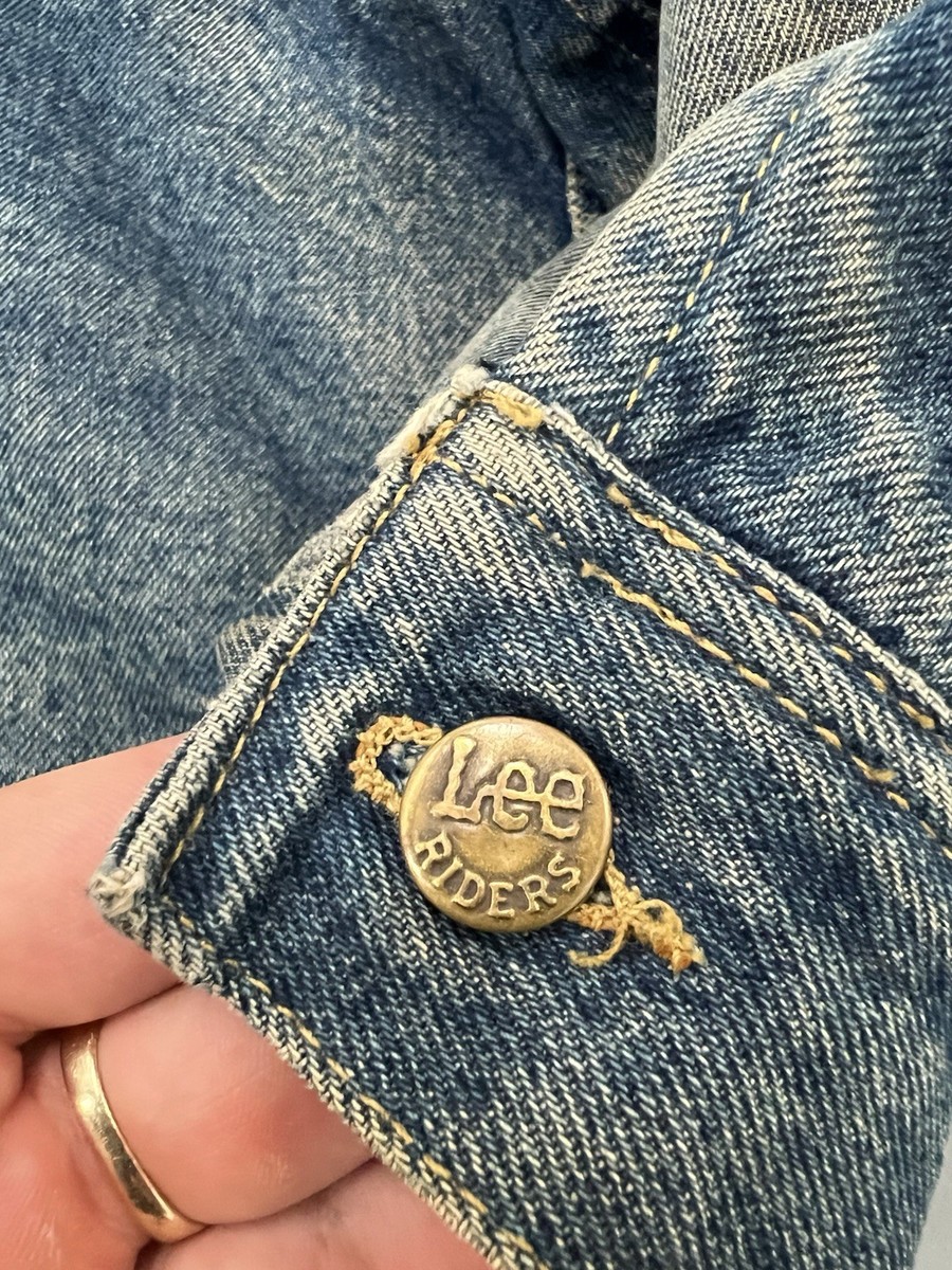 Vintage Lee Storm Rider Denim Blanket Lined Faded Honey Comb