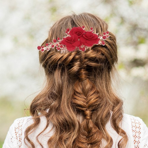 Pearl Headdress Insert Comb Bride Wedding Headpiece Floral Hairpin - Picture 12 of 12