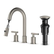 Brushed Nickel Pull Down Bathroom Faucet with Pop-up Drain, 8 inch Widespread...
