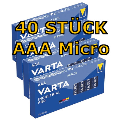 VARTA Industrial Pro | AAA | MICRO LR03 | 1,5V | Alkaline Batterien | 40 Stück