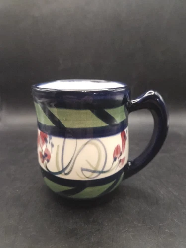 Gail Pittman Blue Grapevine Signed Pottery Mugs 1988, Vintage. 