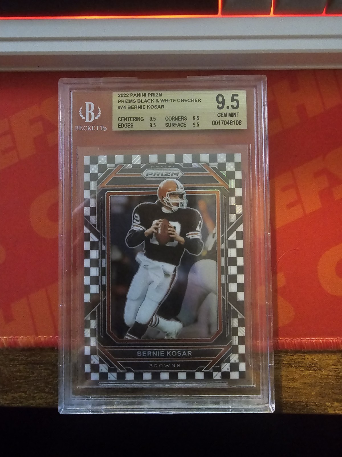 2022 Panini Prizm - Bernie Kosar #74 Black & White Checker Prizm BGS 9.5