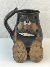Ugly Face Coffee Mug, 3D Stoneware, Handmade Vintage Robert Karlinsey style
