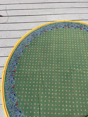 Williams Sonoma Green 70 in Round Tablecloth Flowers Butterflies Spring Summer - Picture 5 of 10