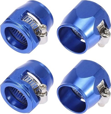 Blue Hex AN8 Screw Band Hose End Cover Fittings Flexible Rubber Finisher Clamp